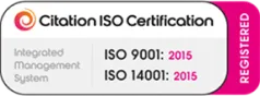 Citation ISO Certification: registered to ISO 9001:2015 and ISO 14001:2015